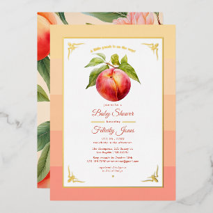 Peach Fuzz and Gold Foil Baby Shower Invitation