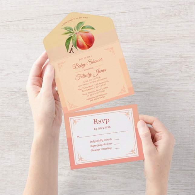 Peach Fuzz Baby Shower All In One Invitation (Tearaway)