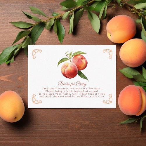 Peach Fuzz Baby Shower Book Request Enclosure Card
