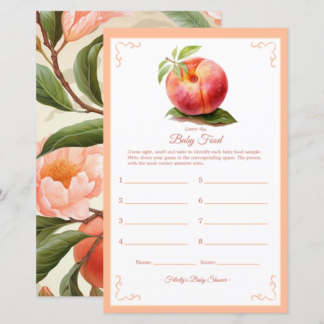 Peach Fuzz Baby Shower Food Game (Front/Back)