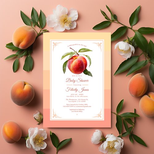 Peach Fuzz Baby Shower Invitation