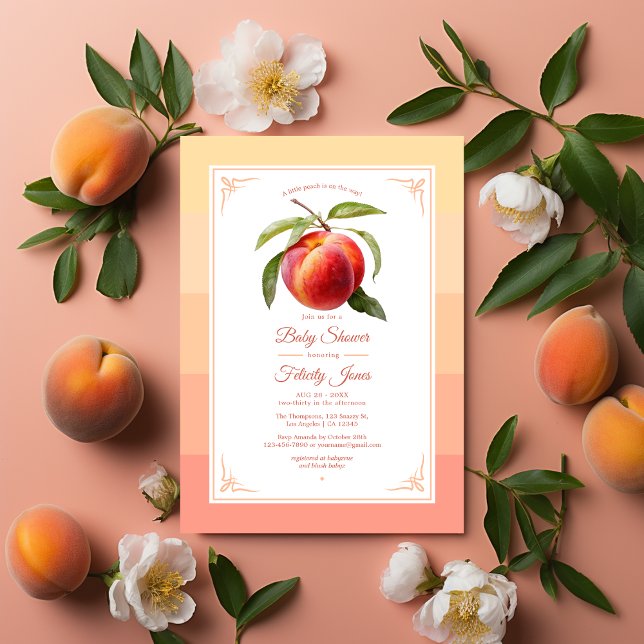 Peach Fuzz Baby Shower Invitation (Peach Fuzz Baby Shower)