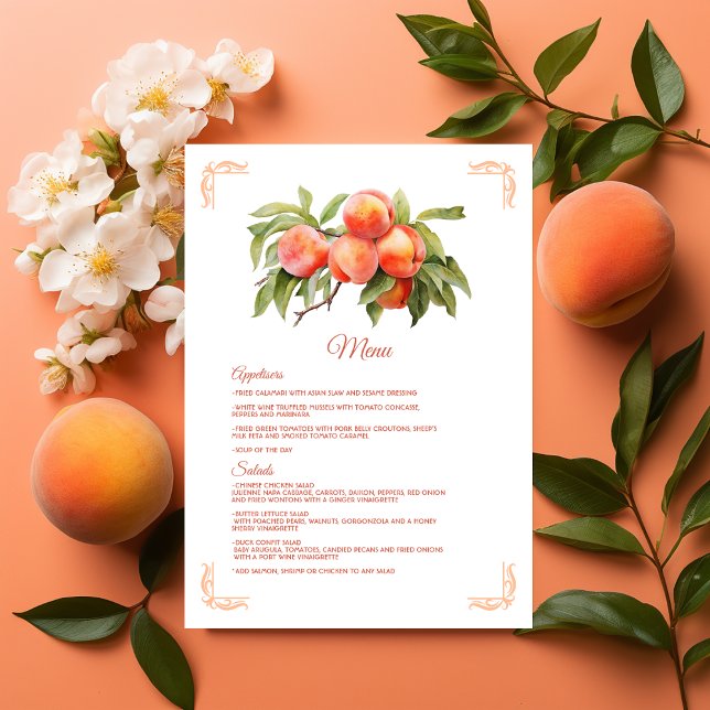 Peach Fuzz Baby Shower Menu (Peach Fuzz Baby Shower)