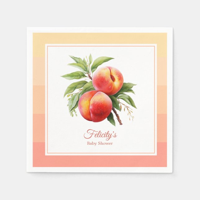 Peach Fuzz Baby Shower Napkins (Front)