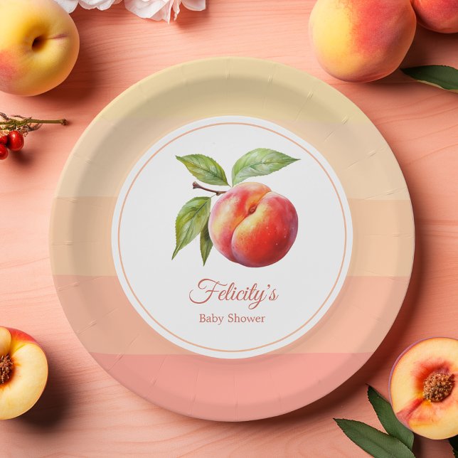 Peach Fuzz Baby Shower Paper Plates (Peach Fuzz Baby Shower)
