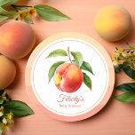 Peach Fuzz Baby Shower Round Paper Coaster<br><div class="desc">Color of the year 2024 peach fuzz baby shower coasters.</div>