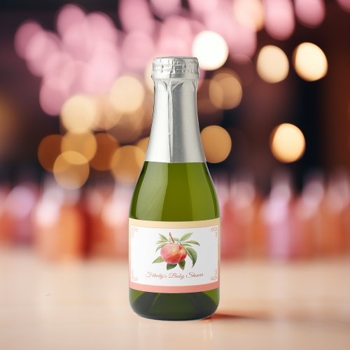 Peach Fuzz Baby Shower Sparkling Wine Label