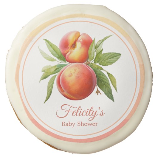 Peach Fuzz Baby Shower Sugar Cookie (Front)