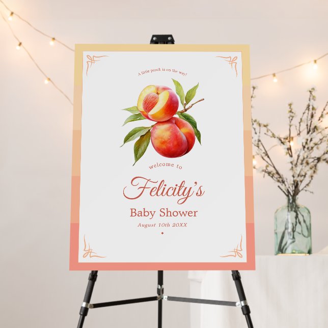 Peach Fuzz Baby Shower Welcome Foam Board (In Situ (Stand))
