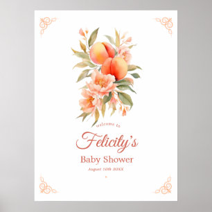 Peach Fuzz Baby Shower Welcome Poster