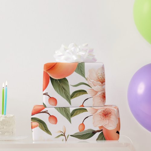 Peach Fuzz Baby Shower Wrapping Paper