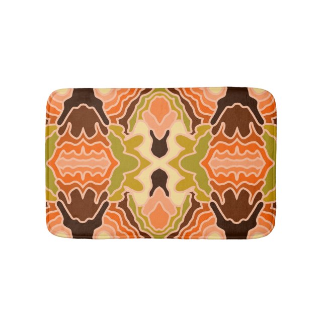 Peach Fuzz Boho Shabby Chic Geometric Abstract Art Bath Mat (Front)
