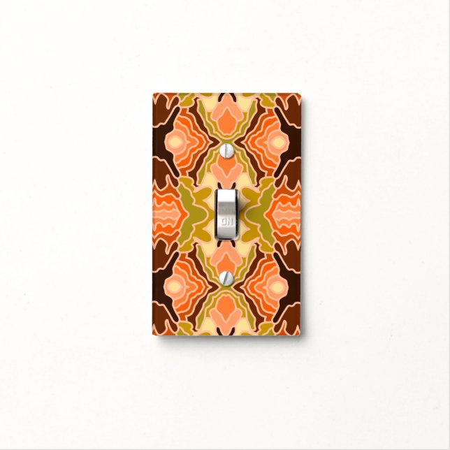 Peach Fuzz Boho Shabby Chic Geometric Abstract Art Light Switch Cover (In Situ)