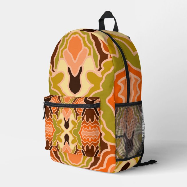Peach Fuzz Boho Shabby Chic Geometric Abstract Art Printed Backpack (Back Corner Right)