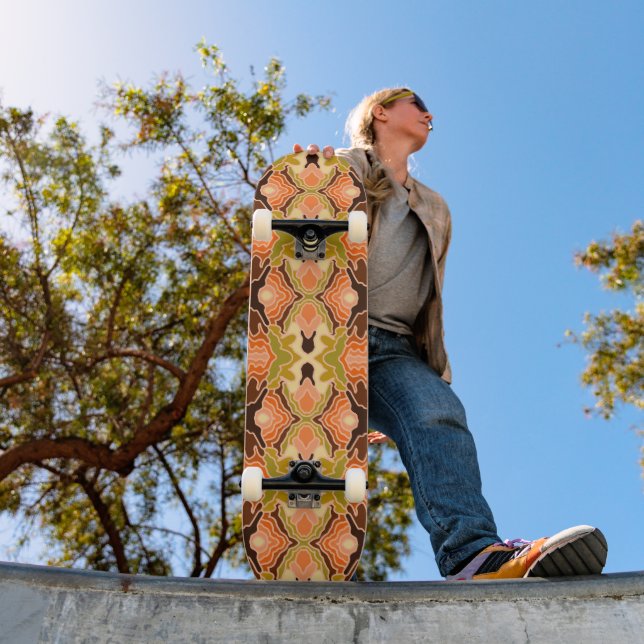 Peach Fuzz Boho Shabby Chic Geometric Abstract Art Skateboard (Outdoor 1)