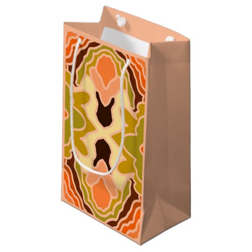 Peach Fuzz Boho Shabby Chic Geometric Abstract Art Small Gift Bag