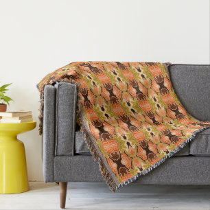 Peach Fuzz Boho Shabby Chic Geometric Abstract Art Throw Blanket
