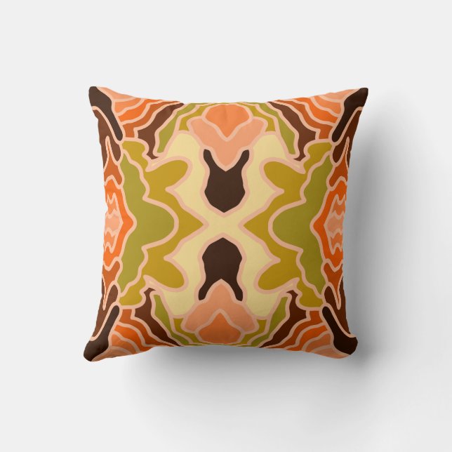 Peach Fuzz Boho Shabby Chic Geometric Abstract Art Throw Pillow (Back)