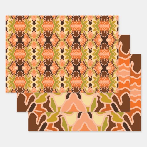 Peach Fuzz Boho Shabby Chic Geometric Abstract Art Wrapping Paper Sheets