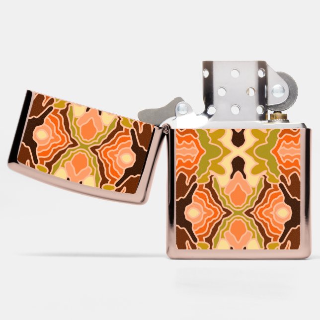 Peach Fuzz Boho Shabby Chic Geometric Abstract Art Zippo Lighter (Open)