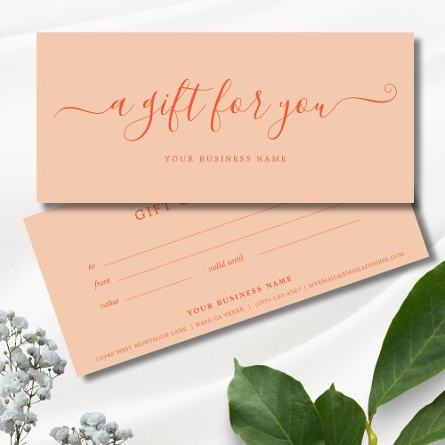 Peach Fuzz Business Gift Certificate Simple