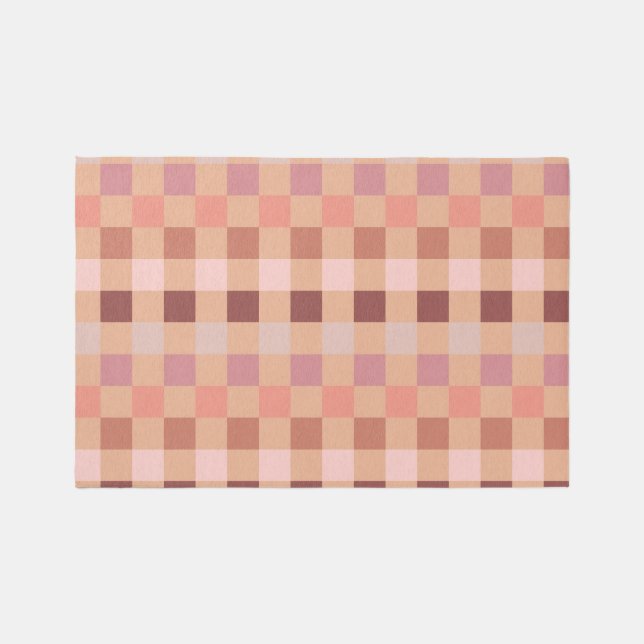 Peach Fuzz Checkerboard Rug (Front)