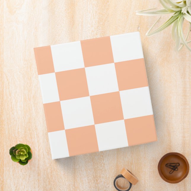 Peach Fuzz Checkered Gingham Pattern 3 Ring Binder (In Situ)