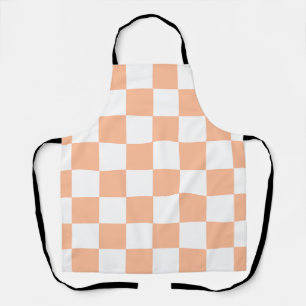 Peach Fuzz Checkered Gingham Pattern Apron