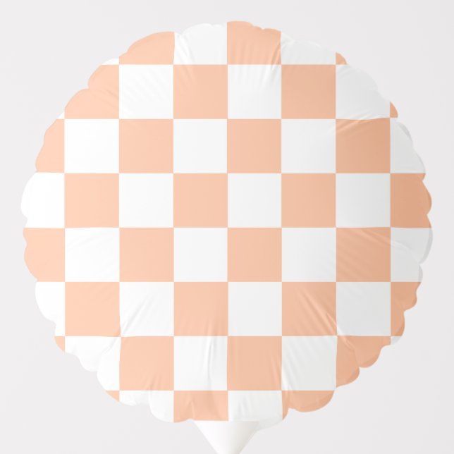 Peach Fuzz Checkered Gingham Pattern Balloon (Front)