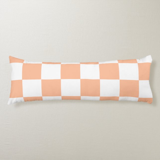 Peach Fuzz Checkered Gingham Pattern Body Pillow (Front)