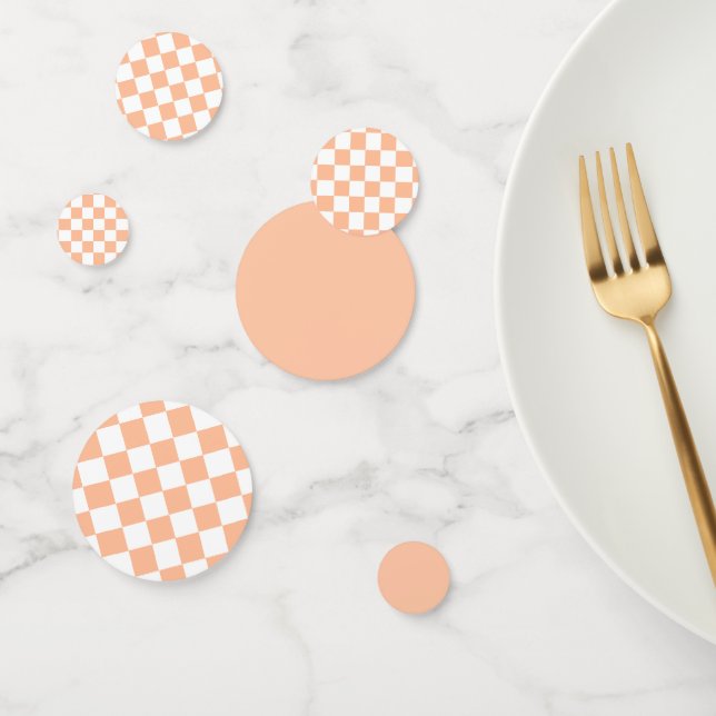 Peach Fuzz Checkered Gingham Pattern Confetti (Group)
