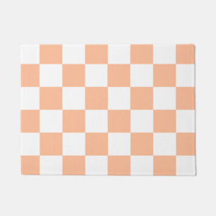 Peach Fuzz Checkered Gingham Pattern Doormat