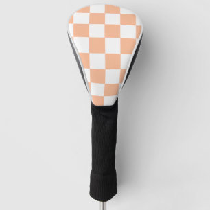 Peach Fuzz Checkered Gingham Pattern Golf Head Cover