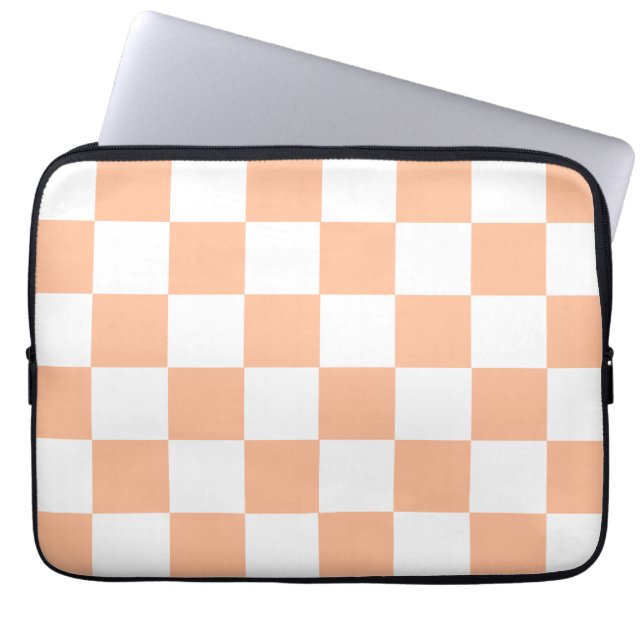 Peach Fuzz Checkered Gingham Pattern Laptop Sleeve (Front)