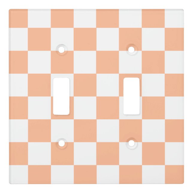 Peach Fuzz Checkered Gingham Pattern Light Switch Cover (Front)