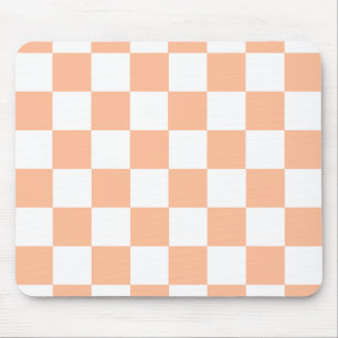 Peach Fuzz Checkered Gingham Pattern Mouse Pad