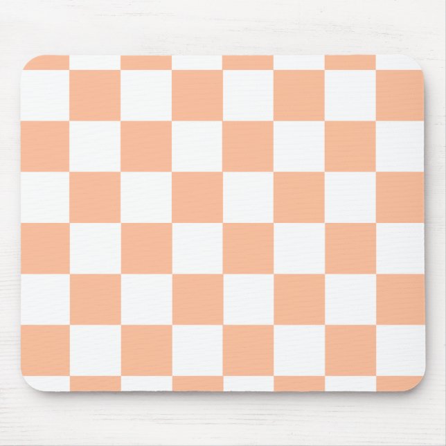 Peach Fuzz Checkered Gingham Pattern Mouse Pad (Front)