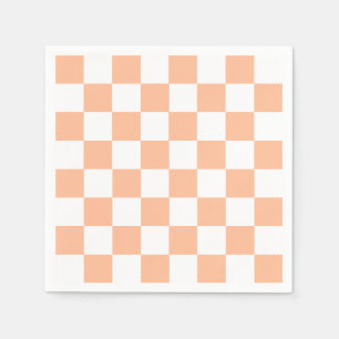 Peach Fuzz Checkered Gingham Pattern Napkins