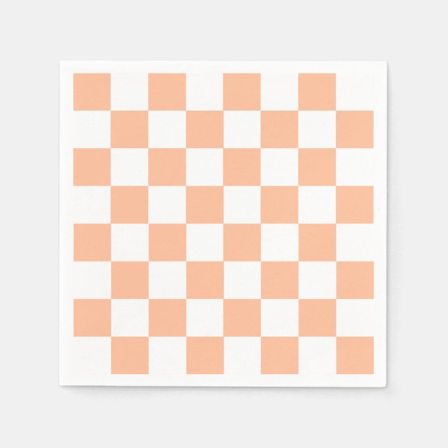 Peach Fuzz Checkered Gingham Pattern Napkins (Front)