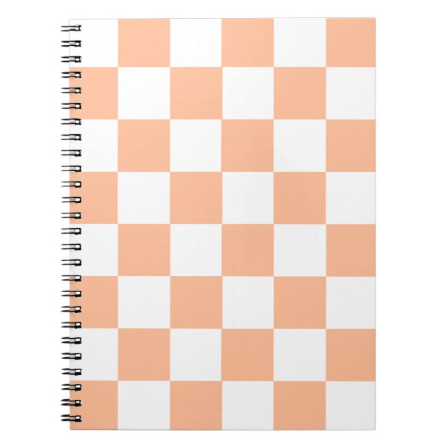 Peach Fuzz Checkered Gingham Pattern Notebook (Front)