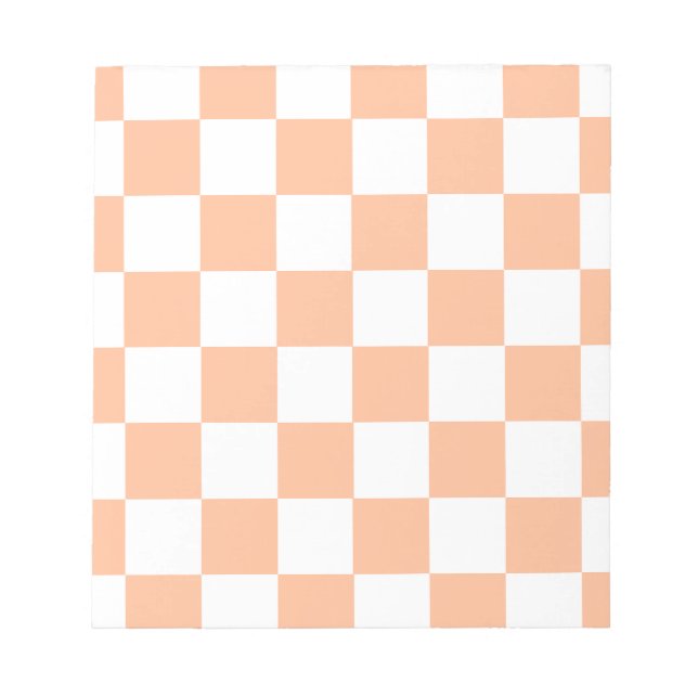 Peach Fuzz Checkered Gingham Pattern Notepad (Front)