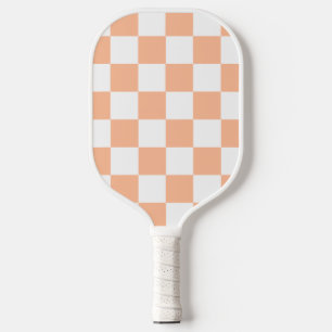 Peach Fuzz Checkered Gingham Pattern Pickleball Paddle