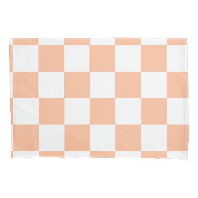 Peach Fuzz Checkered Gingham Pattern Pillow Case (Front)