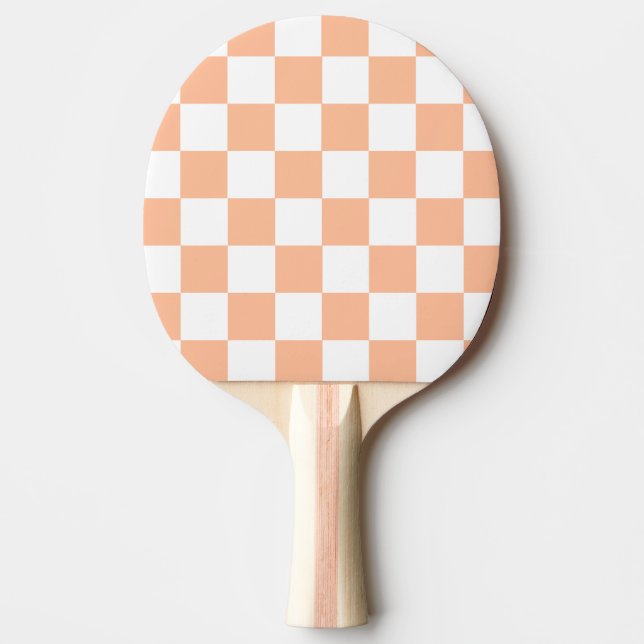 Peach Fuzz Checkered Gingham Pattern Ping Pong Paddle (Front)