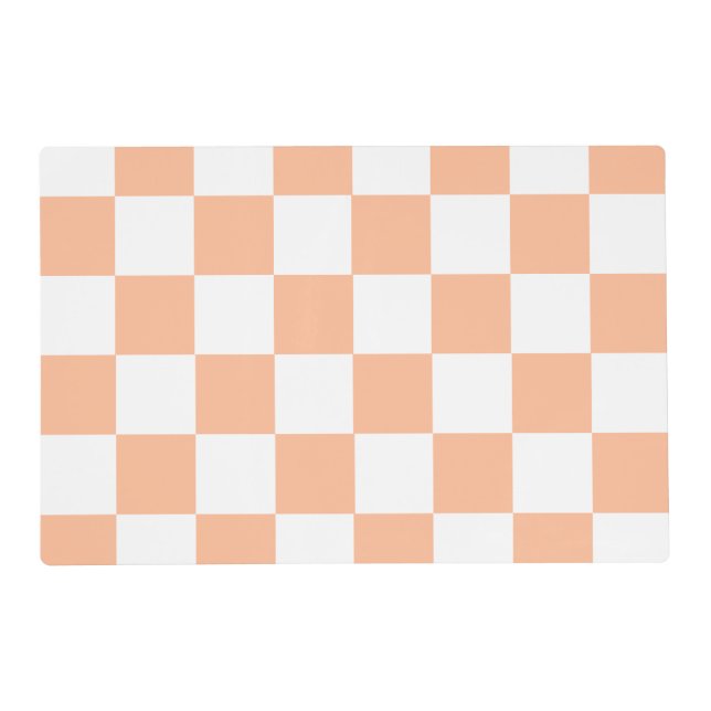 Peach Fuzz Checkered Gingham Pattern Placemat (Front)