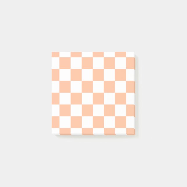 Peach Fuzz Checkered Gingham Pattern Post-it Notes (Front)