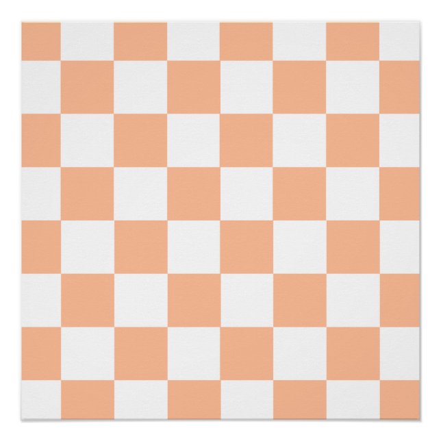 Peach Fuzz Checkered Gingham Pattern Poster (Front)