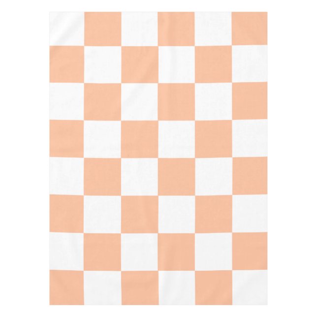 Peach Fuzz Checkered Gingham Pattern Tablecloth (Front)