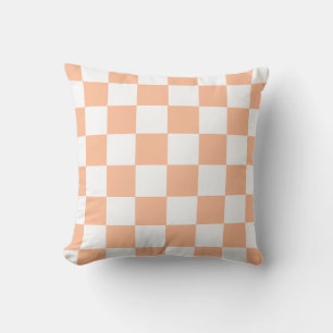 Peach Fuzz Checkered Gingham Pattern Throw Pillow