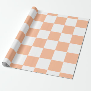 Peach Fuzz Checkered Gingham Pattern Wrapping Paper